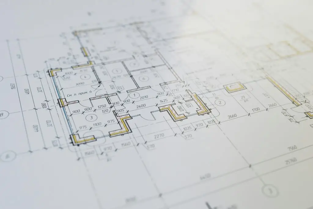 High-resolution close-up of an architectural floor plan showcasing design details.